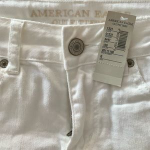 American Eagle white denim shorts